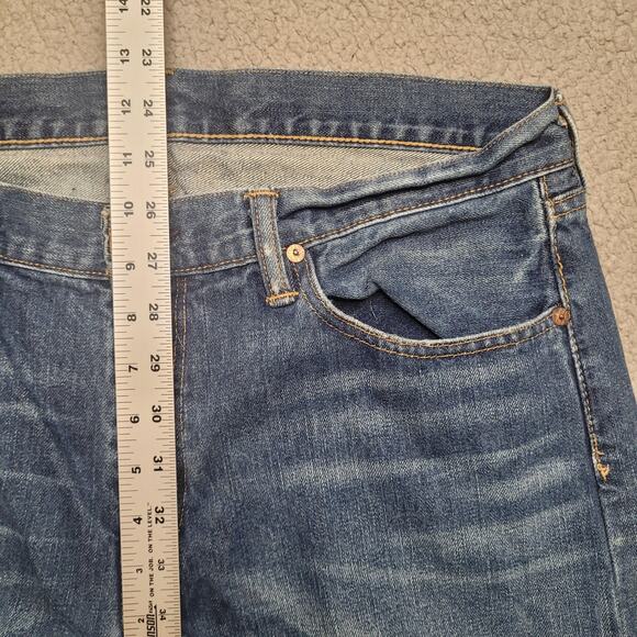 Polo Ralph Lauren Jeans 35x32 Blue Denim Slim Straight Zip Fly Stratford Wash - Picture 8 of 12